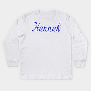 Top 10 best personalised gifts 2022  - Hannah - personalised,personalized custom, customised, customised name blue on white background. Hannah Kids Long Sleeve T-Shirt